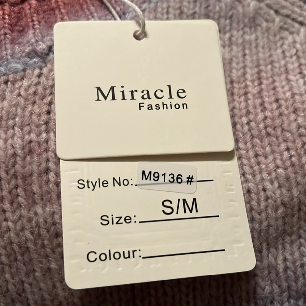 Miracle Scoop Neck Tie-Dye Stripe Pullover Pink & Blue Size Small/Medium Nwt New - Picture 4 of 13